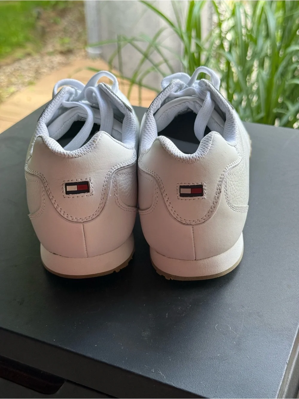 Tommy Hilfiger White Leather Low-Top Sneakers with Gum Outsole